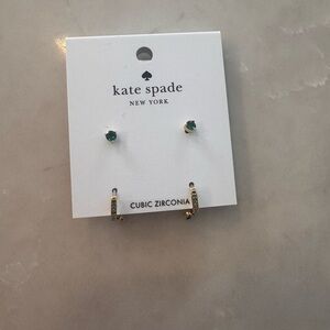 Kate Spade Emerald and Gold Hoop Earrings